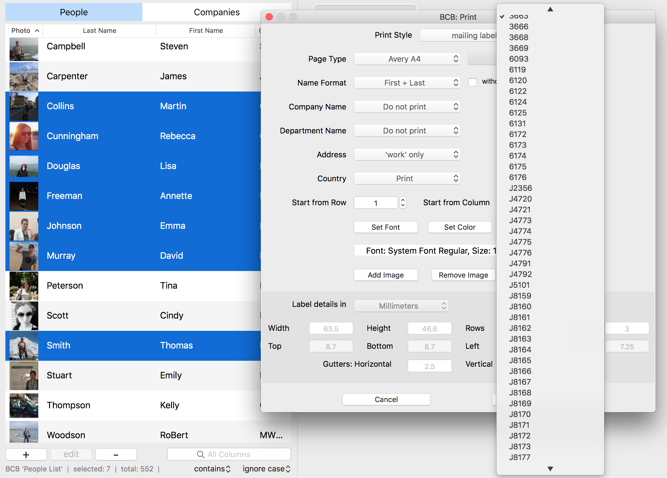 Supported Label templates - Avery A4